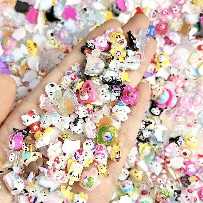 Randomly Mixed Cute Bear Mouse Cat Nail Art Decorations 3D Resin Cartoon Animal Series Nail Charms Accessories DIY Nail Designs