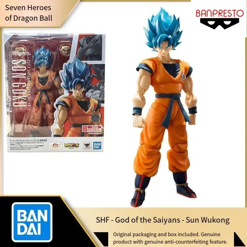 

100% Original Bandai Dragon Ball Z S.H.Figuarts Super Saiyan God Blue Son Gokou SHF Son Goku Blue 16Cm Action Figure Model Toys
