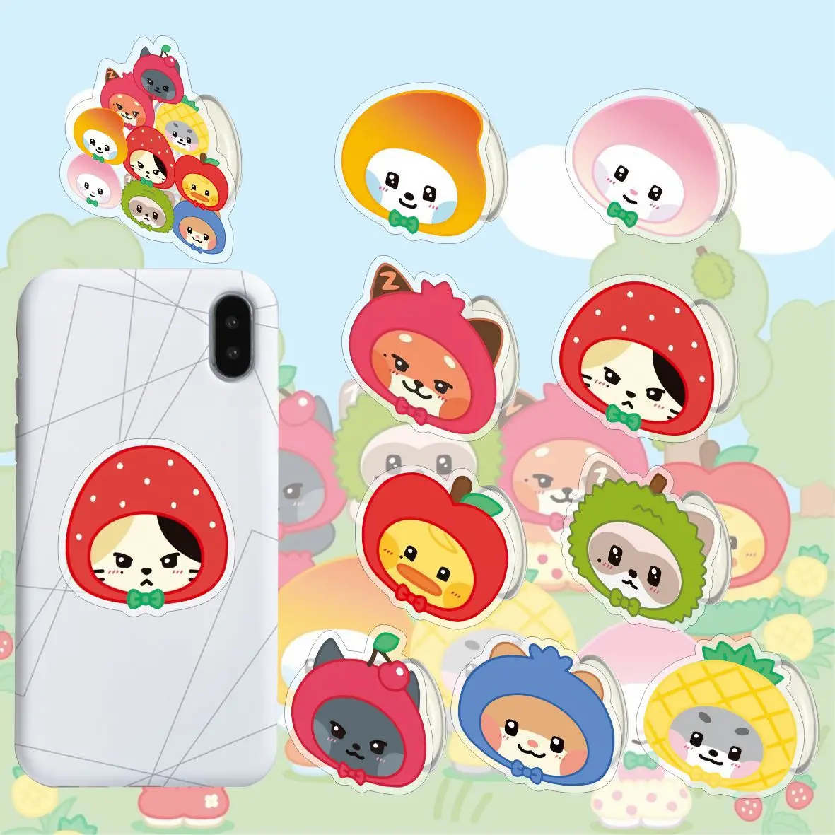 حامل هاتف KPOP ZB1 سلسلة فاكهة Zeroni كارتون SMARTTOK ZeroBaseOne Ricky Jiwoong Hanbin ZhangHao مجموعة المعجبين