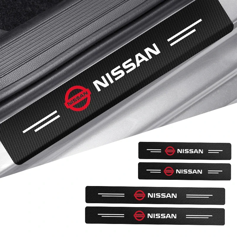 4pcs Car Door Sill Scuff Plate Carbon Fiber Stickers For Nissan Qashqai J10 J11 J12 2009 2011 2012 2013 2015 2018 2019 2020 2021