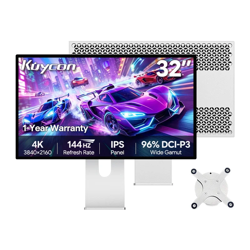 Kuycon P32K 32 Inch 4K Gaming Monitor Fast IPS 144Hz 3840x2160 99%sRGB 96%DCI-P3 10bit HDR USB-C Reverse Charging 100W DP HDMI AR Coating Desktop Display Height Adjustable Rotary for Office Design Gaming