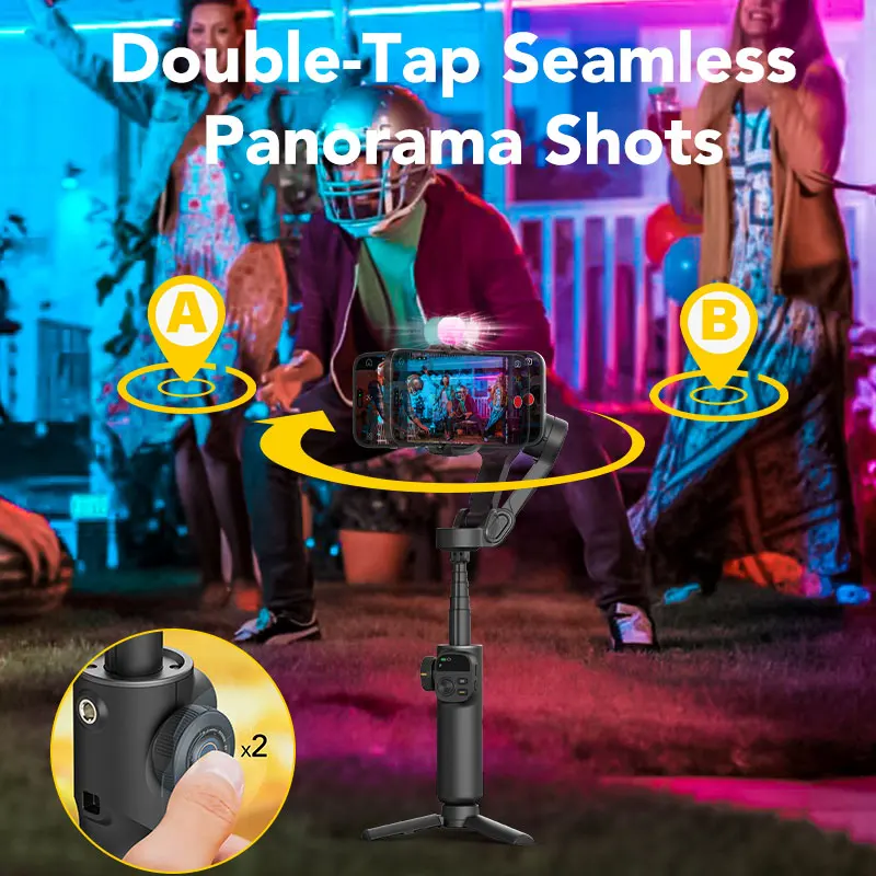 AOCHUAN Smart X2 Kit 3 Axis Handheld Gimbal Stabilizer For iphone And Android Smartphone With built-in extension pole and LED