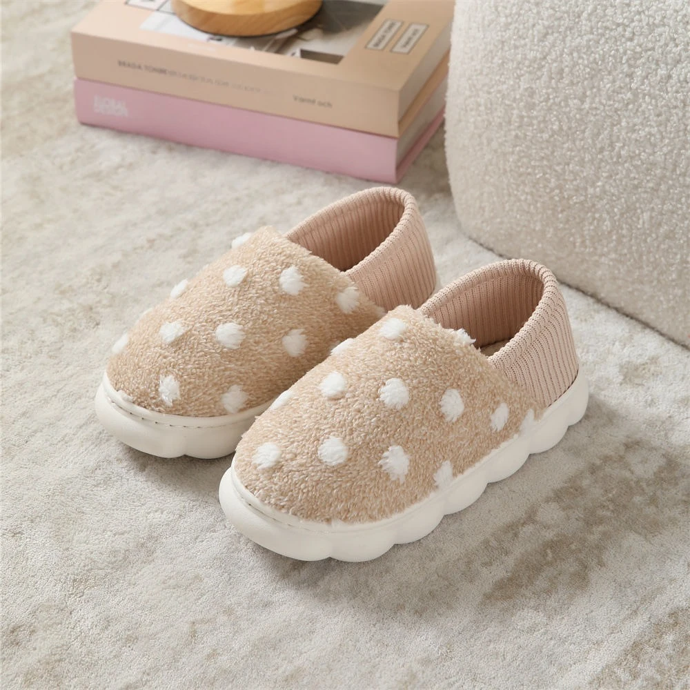 

Зимние послеродовые хлопковые тапочки для женщин, дизайн на закрытом каблуке, противоскользящая толстая подошва, домашние и уличные носимые тапочки