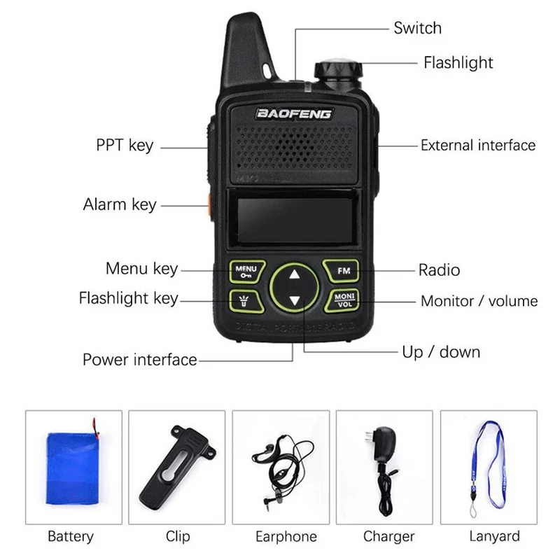 BAOFENG BF-T1 Mini anak-anak, 1/2 buah Walkie Talkie UHF 400-470MHz Radio Transceiver CB Ham Radio stasiun amatir BFT1