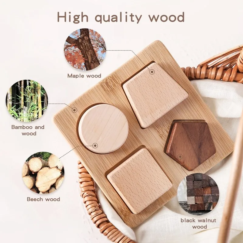 Puzzle en bois pour enfants, jouet éducatif, TeWindsor, blocs de bois naturels sûrs, construction de nuits, jeu empilable pour enfants, Montessori