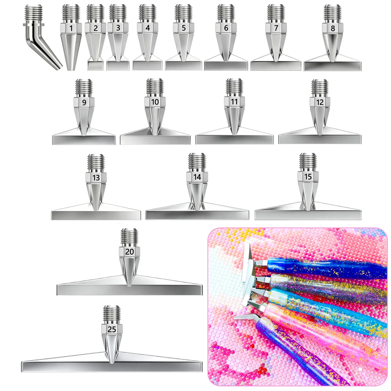 Juego de puntas de metal duradero para bolígrafos de pintura de diamante, cabezales de repuesto de aleación, herramientas multiusos para manualidades de arte con diamantes DIY