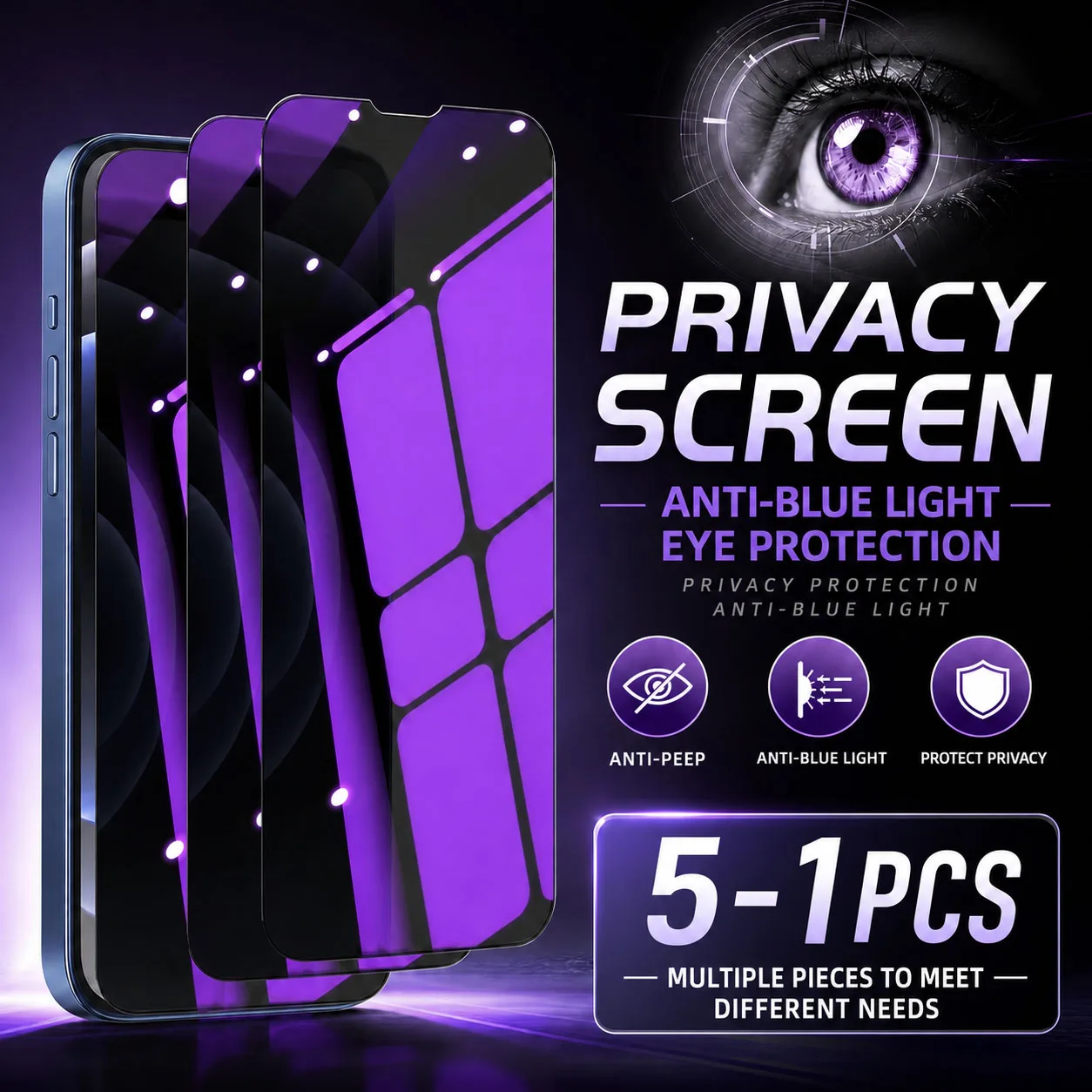 1-5 Pcs Anti Blue Light Privacy Ceramic Soft Film For iPhone 15 16 14 13 17 Pro Max Eye Protection Clear Screen Protector ﻿