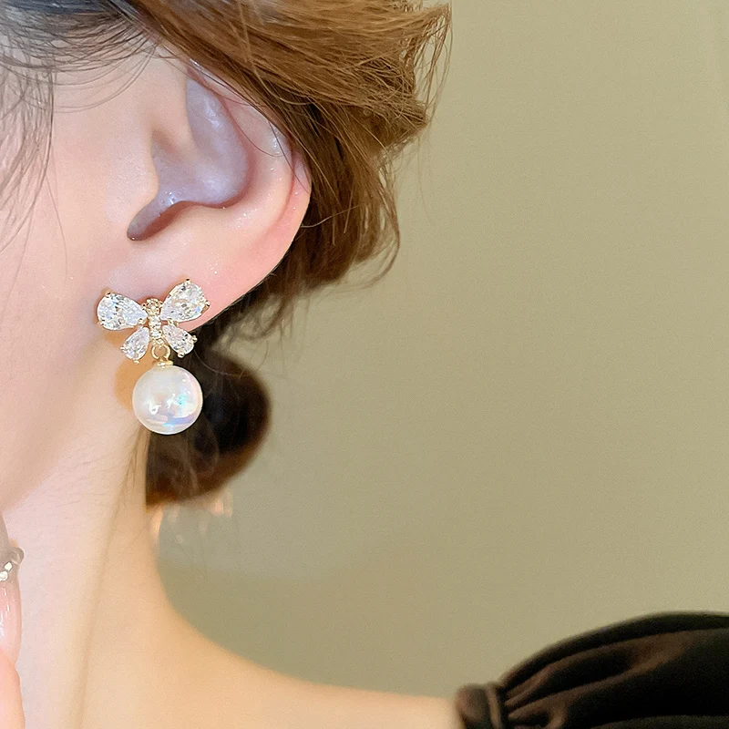 

*Butterfly zircon earrings for women's 2024 new popular earrings, light luxury and high-end feeling