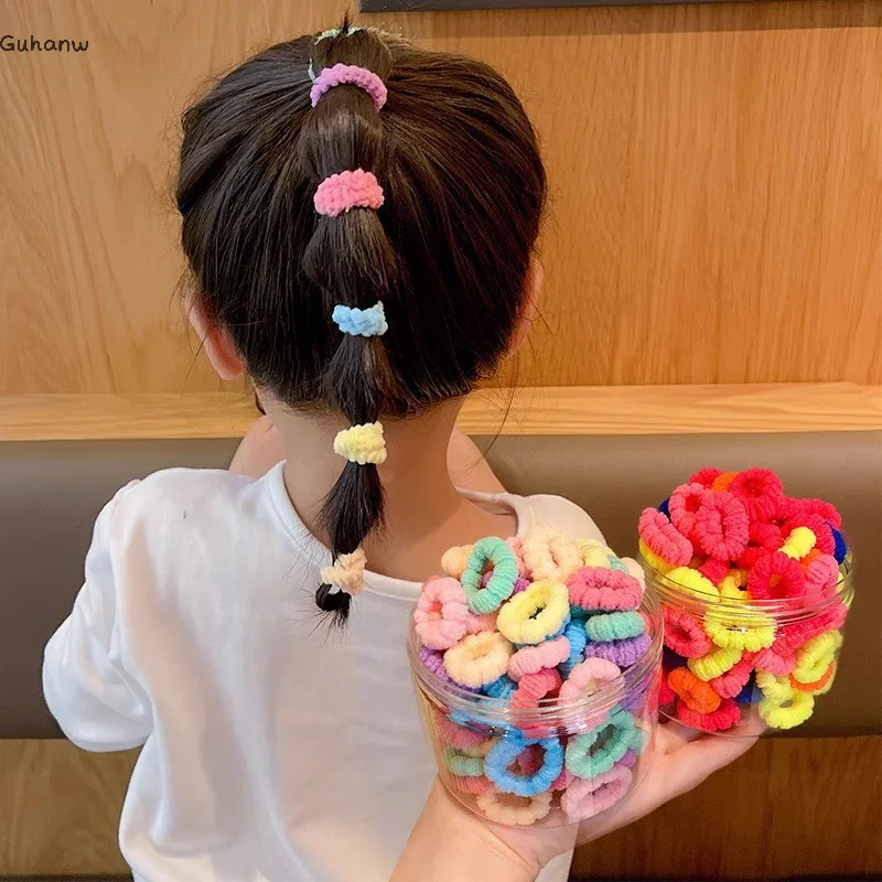 

100/500PCS Hair Accessories Girls Colorful Elastic Hair Bands Ponytail Hold Hair Tie Rubber Bands Scrunchie