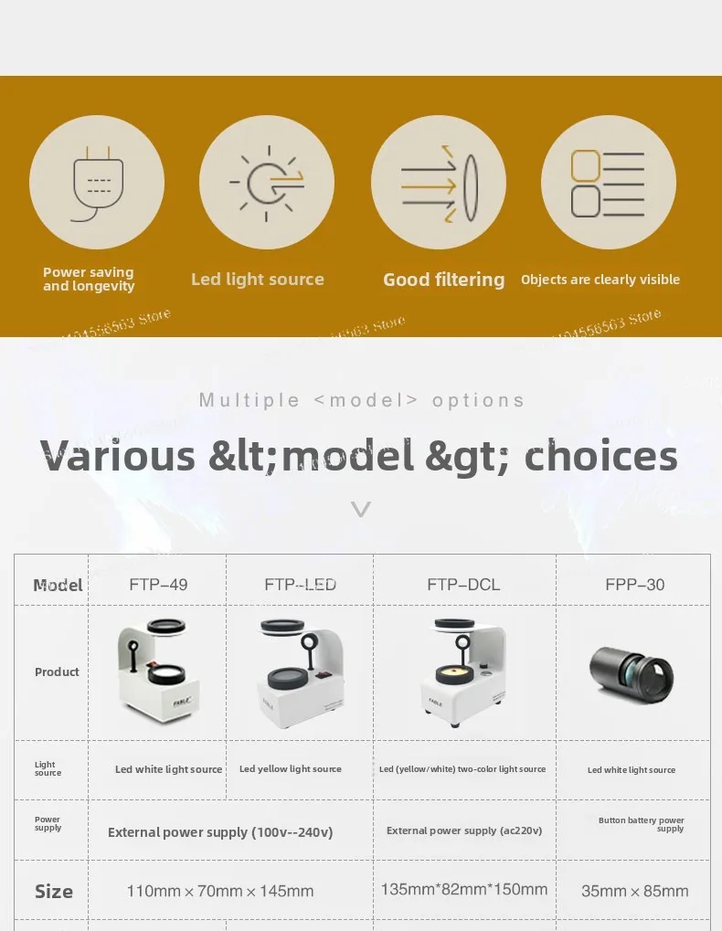 Joias, cristal, instrumento de identificação de pedras preciosas, instrumento polarizador portátil, espelho de cone de bola de interferência