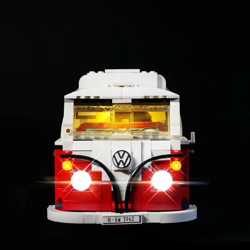 DIY building block LED lighting is suitable for VW T1 camper red version model sports car MOC 10220 K box