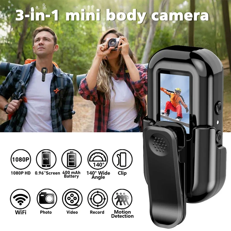 Mini Camera HD 1080 WiFi pocket Outdoor Sports Video Audio Recorder Loop Record Magnetic Back Clip Bicycle Camcorder Smart Home