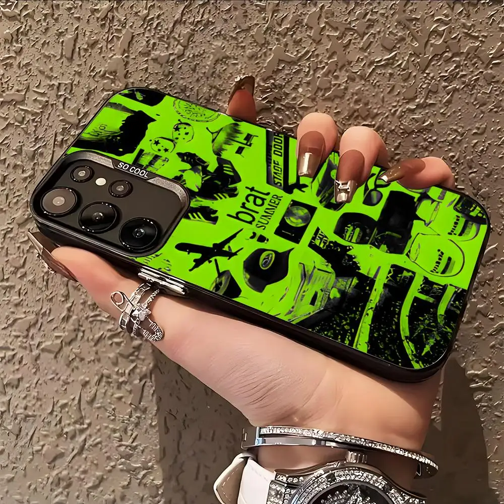 Charli XCX brat Phone Case for Samsung Galaxy S26 S25 S24 S23 S22 S21 S20 Note20 Plus Ultra Colorful Silver Cover