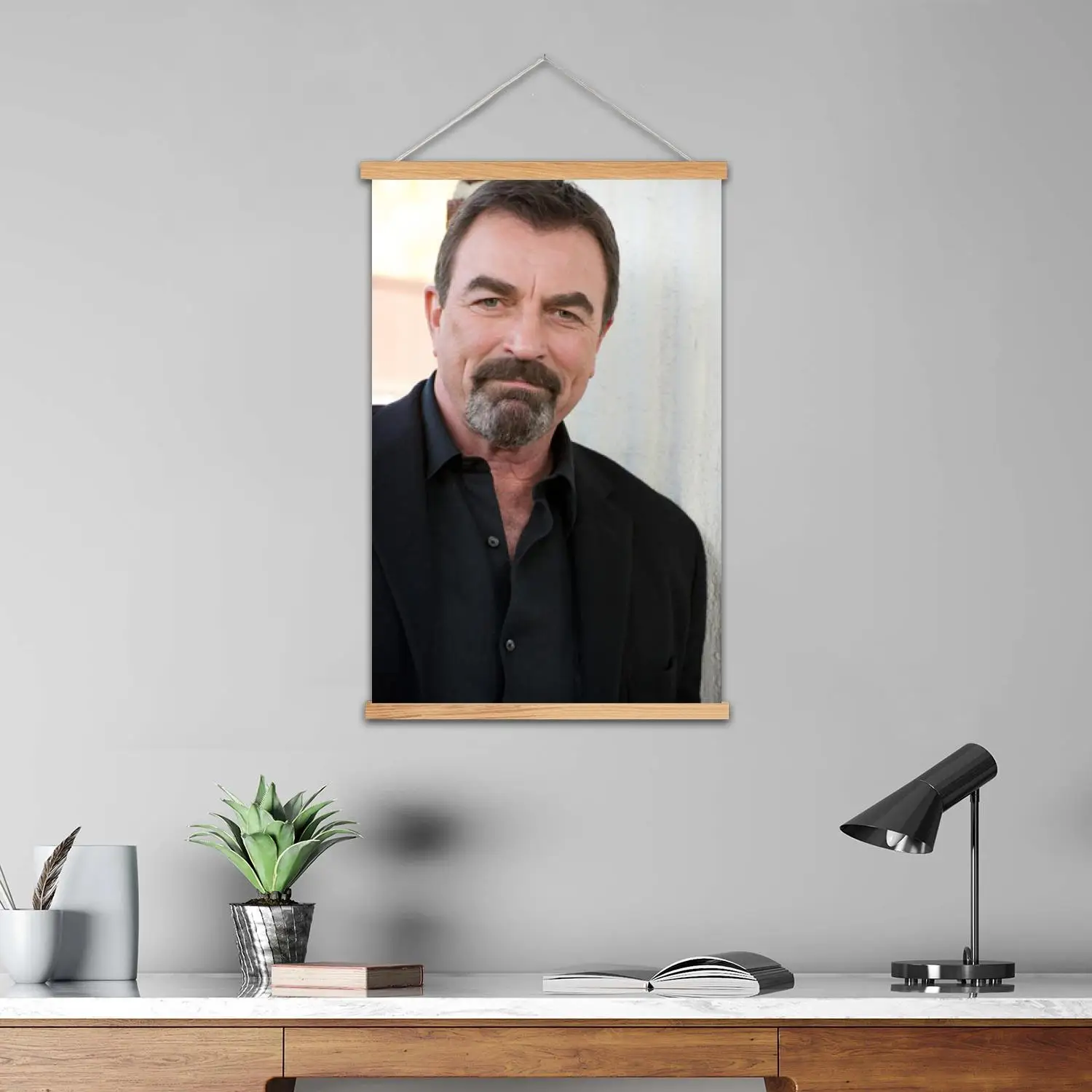 توم سيليك الممثل مؤطرة جدار اللوحة قماش ملصق فني وفن الحائط، الأسرة الحديثة، ديكور غرفة النوم، اللوحة الزخرفية