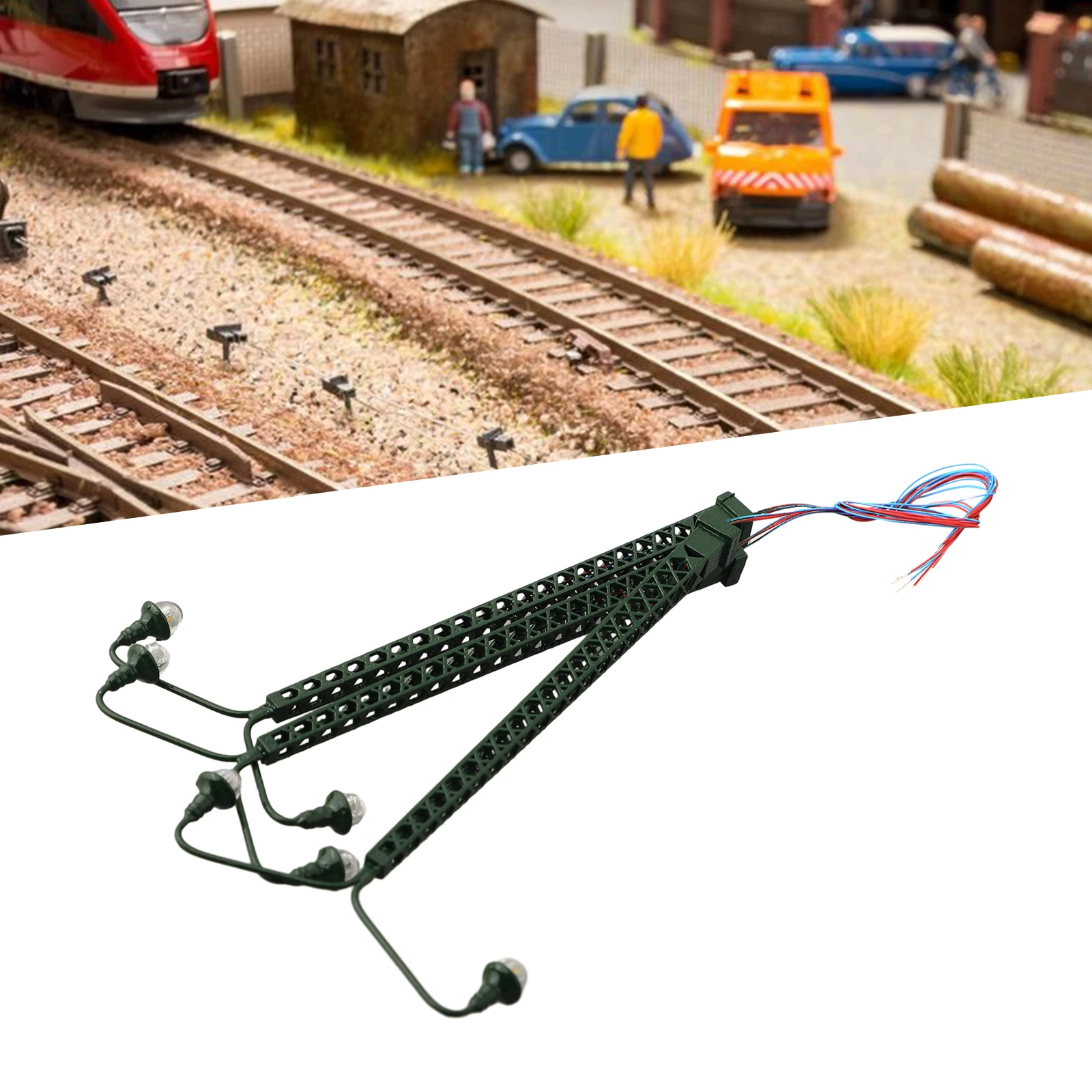 

Railway Light Model Metal Lattice Mast Lights for Model Train Buildings Set of 3 LED Lamps for TT Gauge Systems