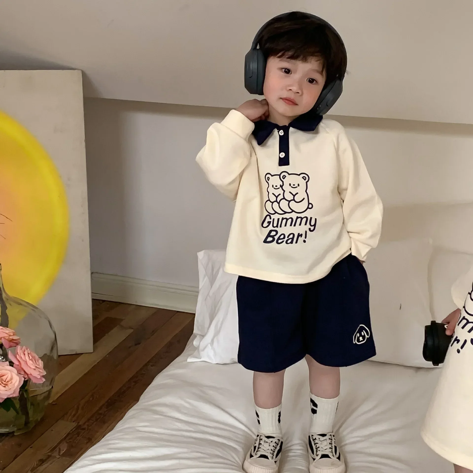 Spring Korean Style Children's Set Boys Girls Siblings Clothing Children's T-Shirt Polo Shirt Girl's Skirt Baby Boys Outfit Set