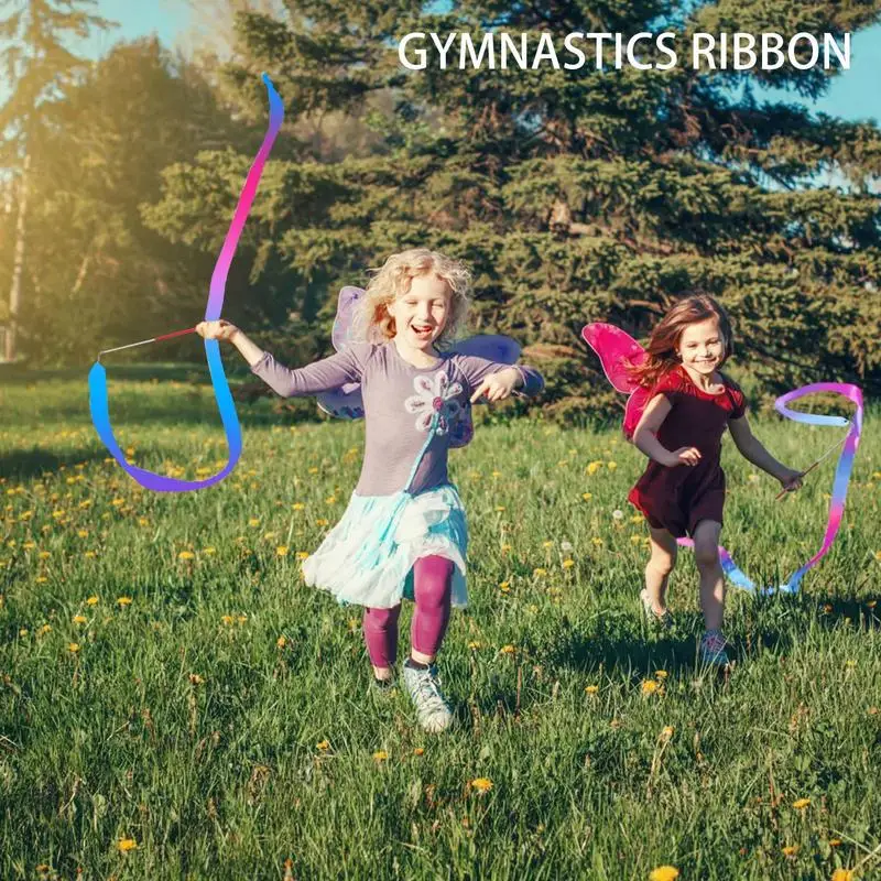 Art Gymnastics Ballet Dance Ribbon with Twirling Stick Kid Sport Performance Stage Show Prop Rainbow Stick Training Rhythmic