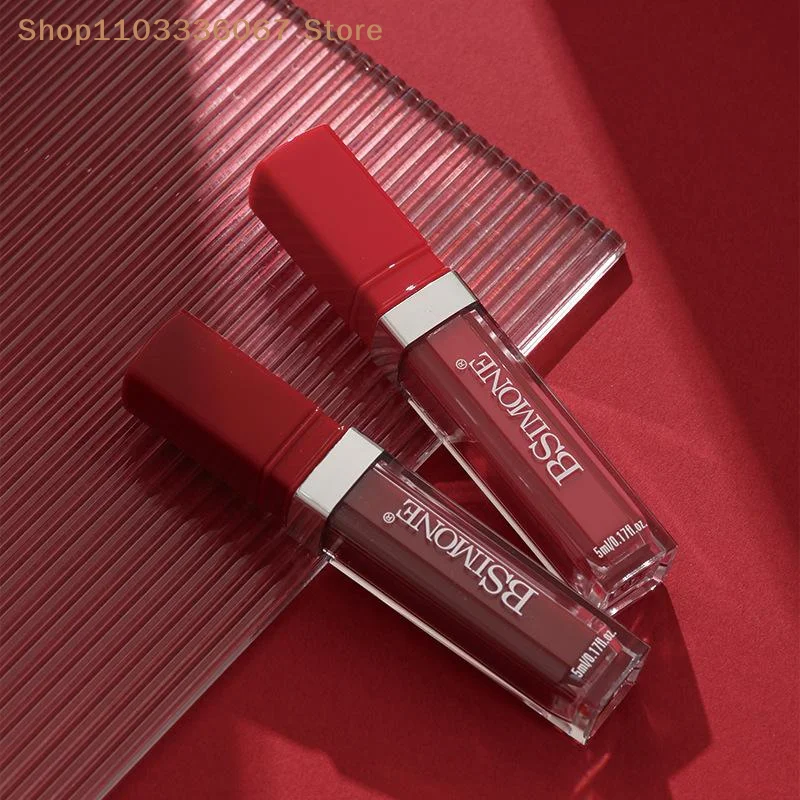 [MP]1Pc BSIMONE Brillo Labial Líquido Mate - Tinta Labial de Larga Duración a Prueba de Agua, para Adultos, Tonos Rojos