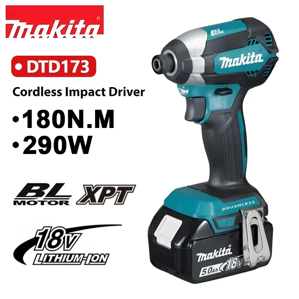 

100% Makita DTD173 Бесщеточный ударный шуруповерт 180 Нм Аккумуляторная электрическая дрель-отвертка Электроинструмент для аккумуляторного штифта Makita 18 В