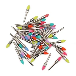 50pcs Dental Nylon Brushes Polishing Brush Prophylaxis Brush Polisher Disposable Pointed Type Mixed Color Brush Head