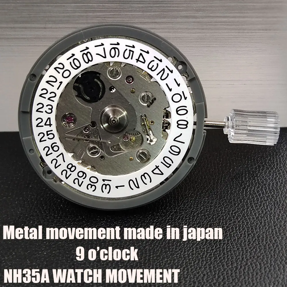 Japão original nh35/nh35a movimento mecânico alta accuracywith branco nove oclock clock positiondate janela luxo automático