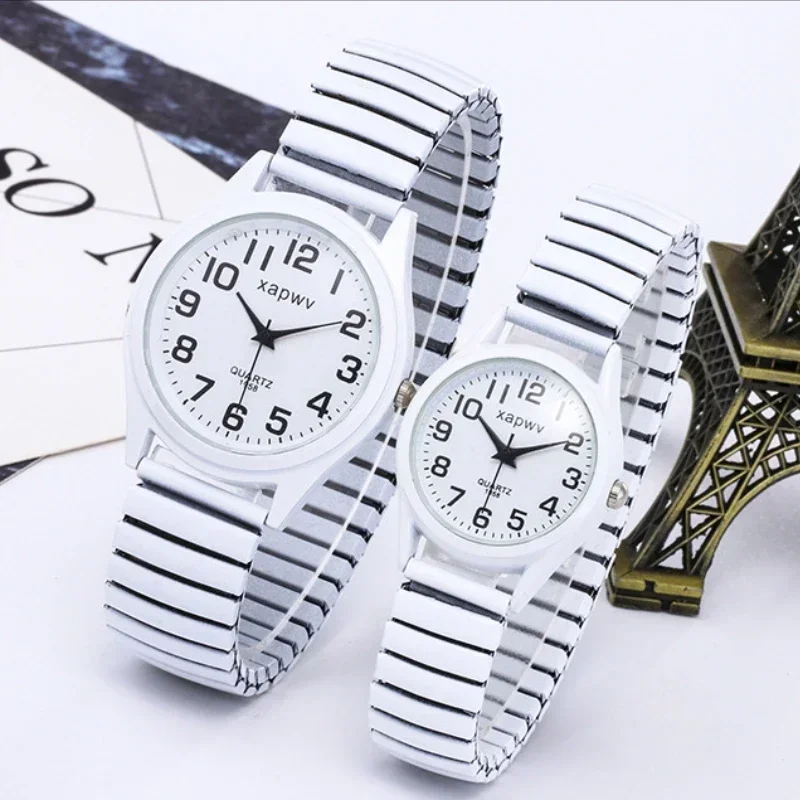 Montre de Couple Créative Noir et Blanc, Bracelet artificiel astique, Rétro, 1 Pièce