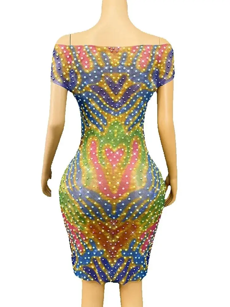 Robe élastique en maille asymétrique épaule dénudée, strass de haute qualité, Sexy, nouvelle mode, vêtements personnalisés pour femmes, 2025