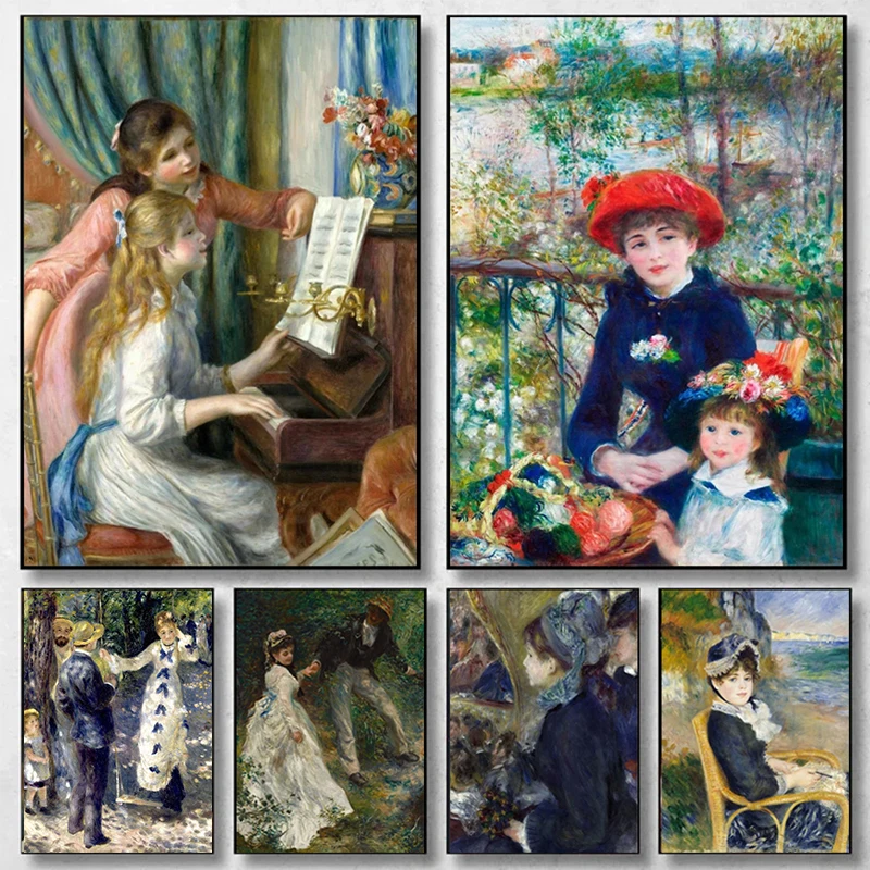 The Impressionists Auguste Renoir Art Canvas Prints Painting Bouquet Two Sisters Wall Art Posters Print Picture Home Room Decor