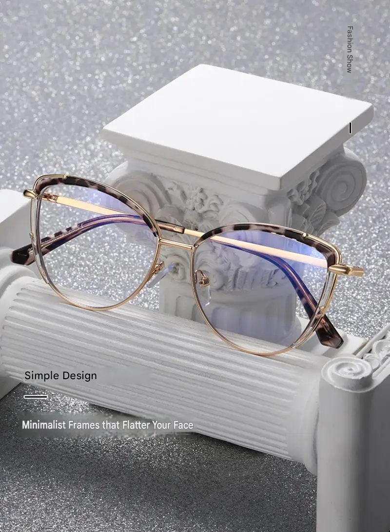 BEMORE Exquisite Cat Eye Lady's Fashionable Design Anti-blue Light Glasses Customizable Prescription Myopia