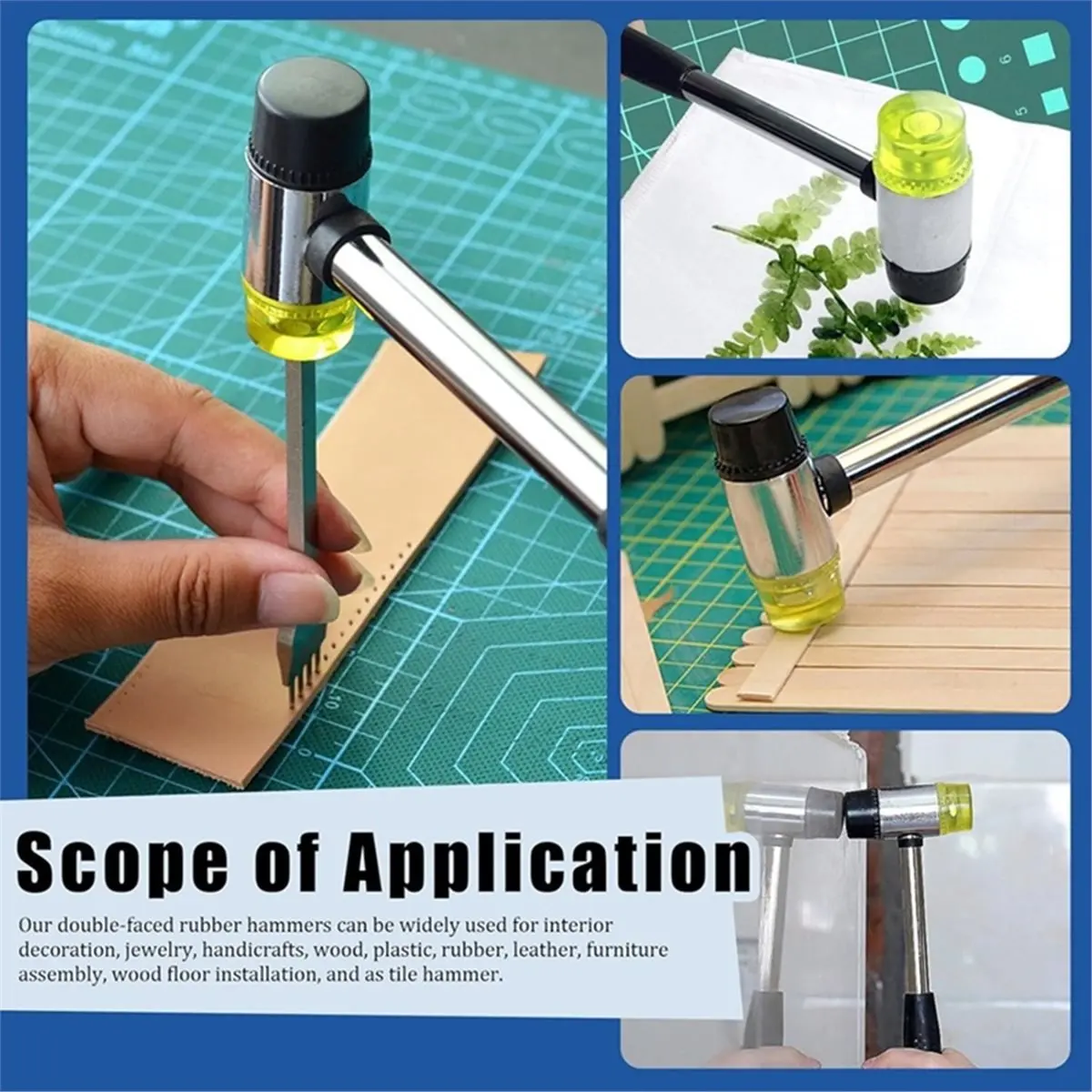 Budget-Friendly-2Pcs 25mm/35mm Double-Faced Soft Hammer Mallet with 4Pcs Replacement Heads Kit, for Crafts Watch Jewelry Floorin