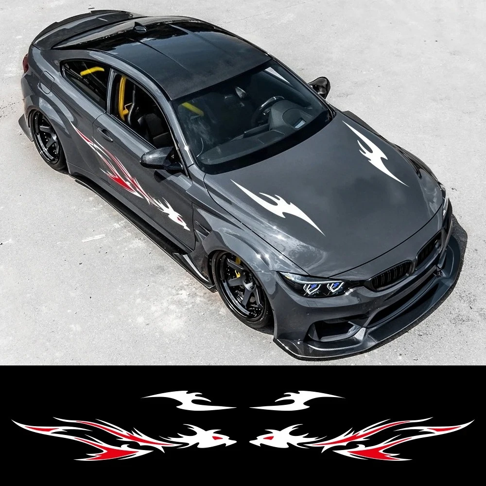 

Наклейка на капот автомобиля: спортивный гоночный огненный дракон, виниловая наклейка на боковую дверь автомобиля, самоклеящаяся декоративная наклейка для авто, аксессуары