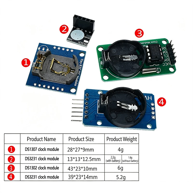 DS3231 AT24C32 moduł IIC DS1302 precyzyjny moduł zegara DS1307 moduł pamięci mini moduł czas rzeczywisty 3.3V/5V dla Raspberry Pi — zdjęcie produktu 2
