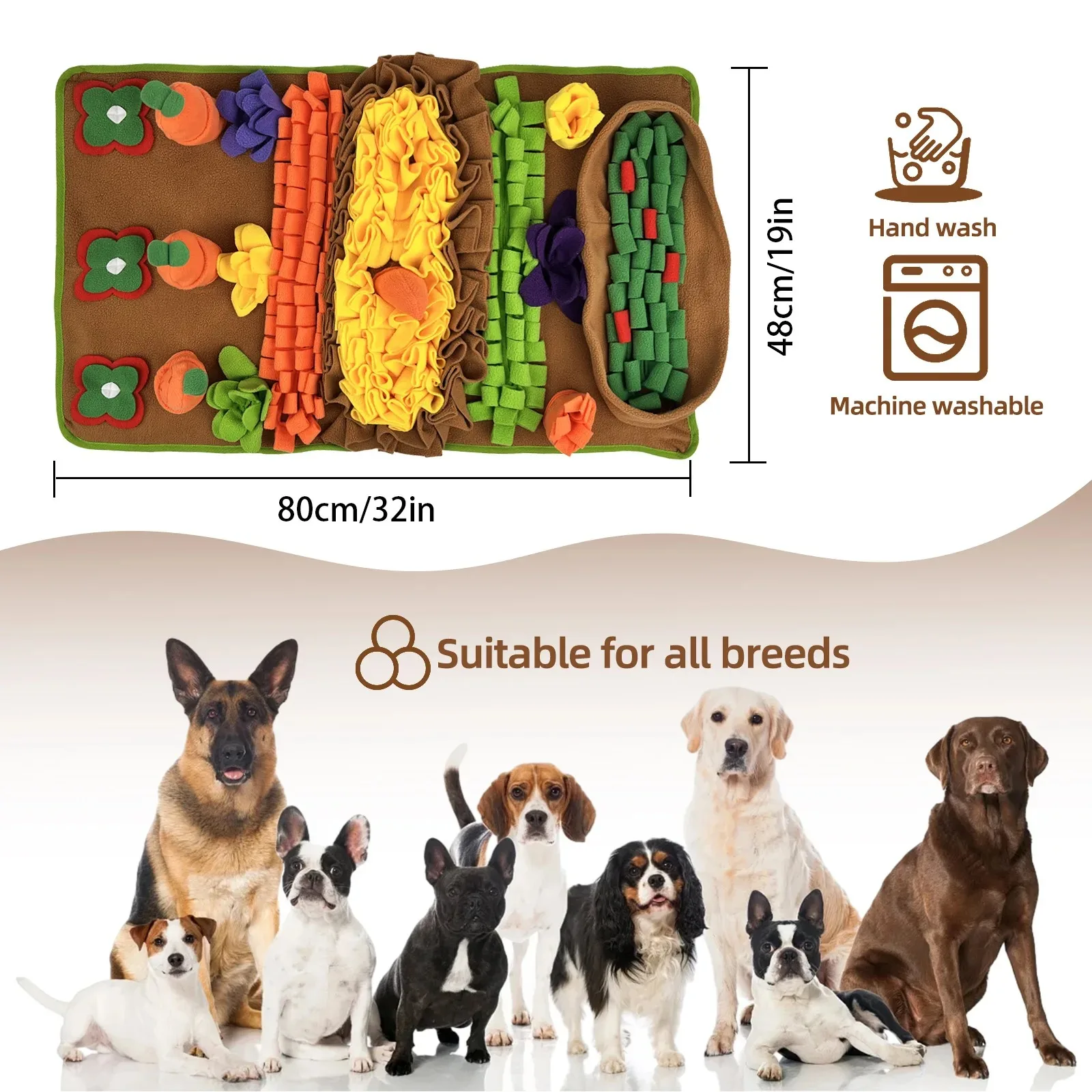 Washable Pet Snuffle Mat Slow Feeder Foraging Training Mat Stress Relief Anti-Destructive Nose Work Toy For Dog Cat Rabbit Small