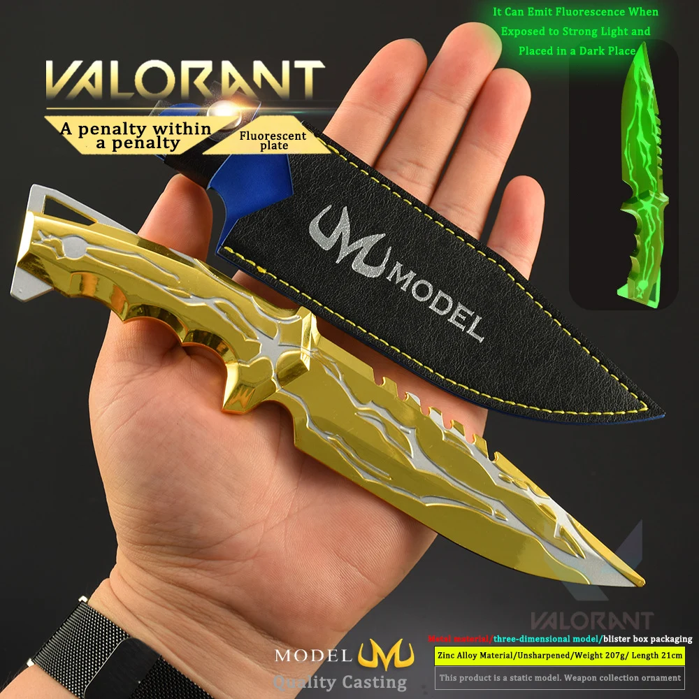 Armas Valorant de 22cm, cuchillo fluorescente de retribución divina, juego de armas periféricas, modelo de accesorios, adornos, colecciones artesanales