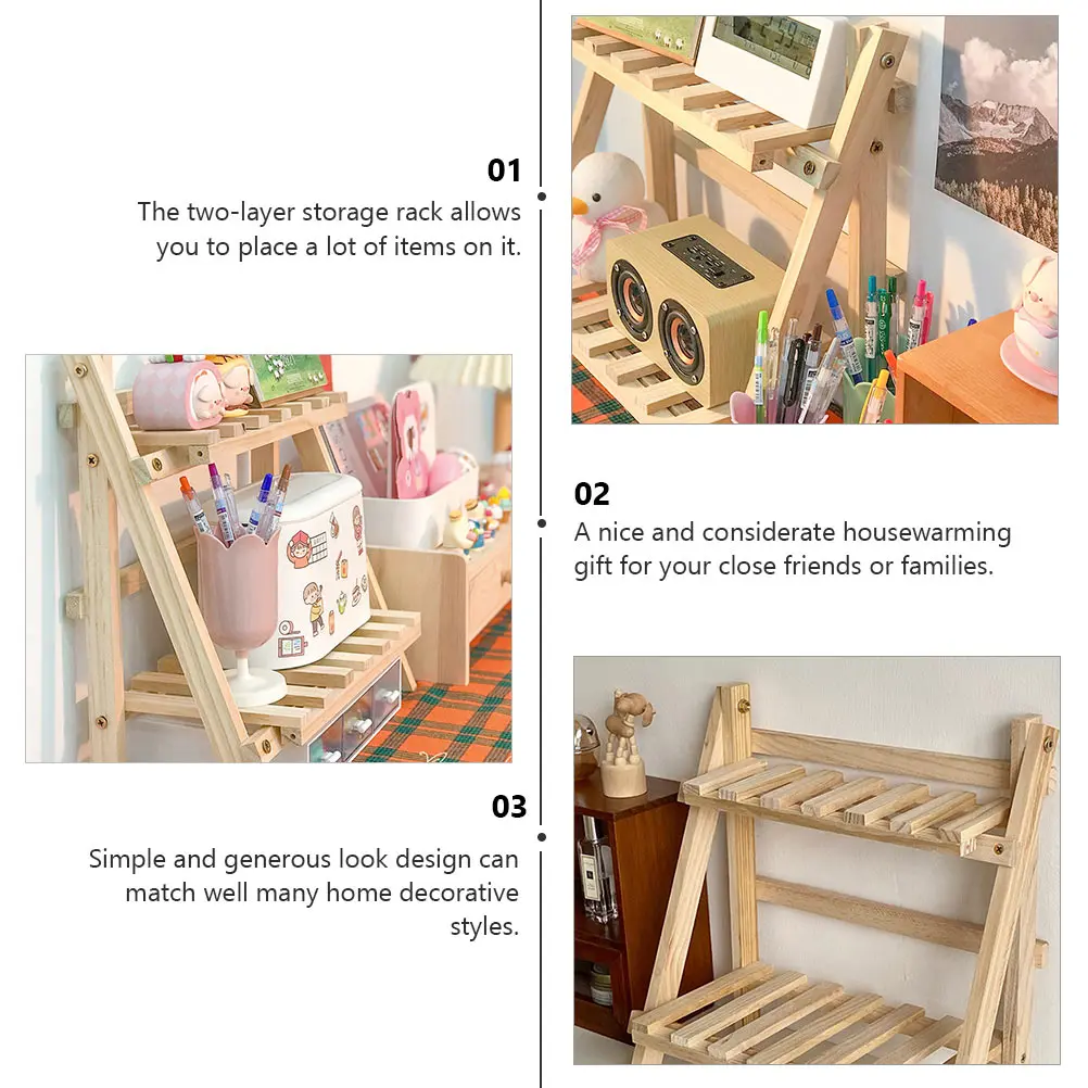 

Organizers Rack Hair Accessories Organiser Wooden Bathroom Double-layer Storage