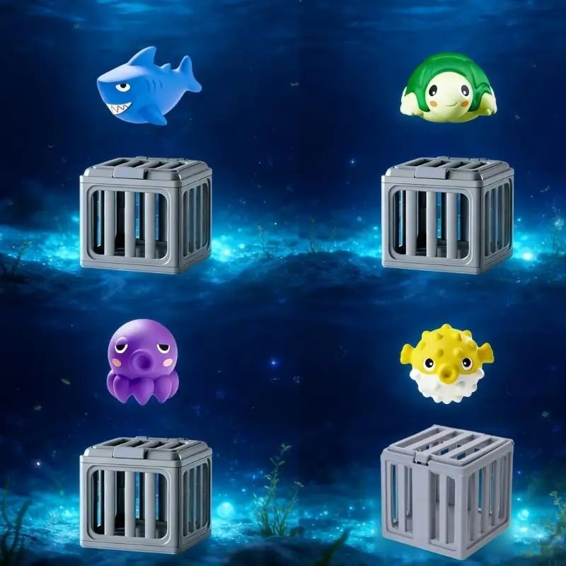 L38E Safe Bath Tub And Pool Diving Toy Set With Cage And Fish For Boys And Girls Foster Imagination And Motor Skills Gift