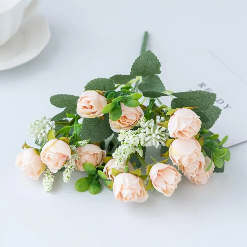 1 Branch Safe Faux Silk Flower  Scene Layout Multi-head Artificial Flower  Garden Balcony Fake Rose Flower Decoration