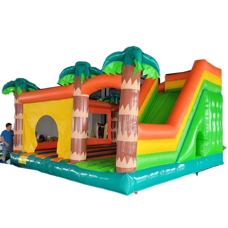 Inflatable jump with slide, free boat to harbor, forest, trampoline house, inflatable bouncer castle