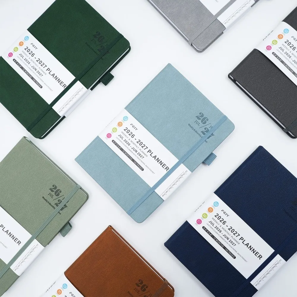 A5 2026-2027 Schedule Book Simple English Agenda Planner Notebook Thick Paper Convenient Time Management Planner Goals Setting