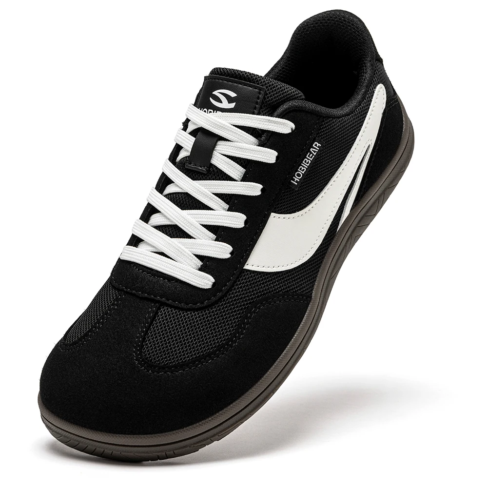 

HOBIBEAR Wide Barefoot Shoes Womens Mens Zero Drop Minimalist Sneakers Artificial Leather Mesh Retro Walking Shoes