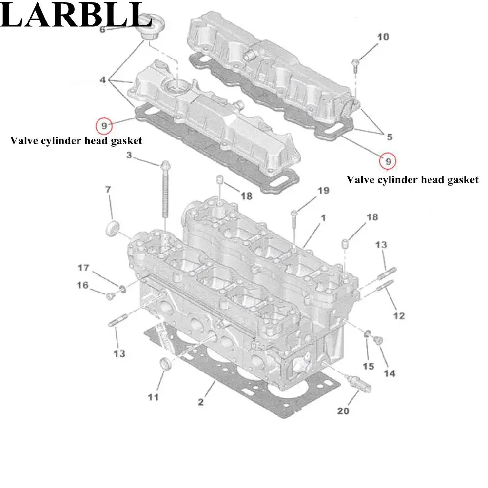 LARBLL Car 16V 1,6 клапанная камера, прокладка головки цилиндра, крышка подходит для Peugeot 307 206 207 308 Citroen C2 C-QUATRE Elysee