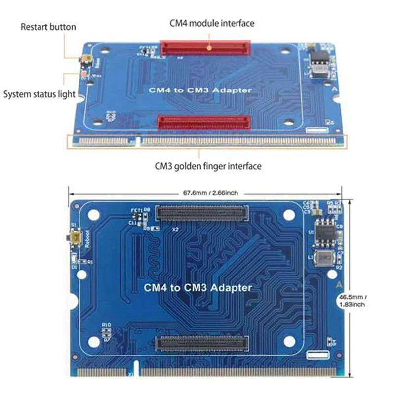 CM4 To CM3 Adapter Board For Raspberry Pi Compute Module CM4/CM3+/CM3/CM3L Expansion Card Dual Video Output