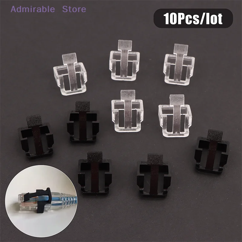 w10Pcs Network Cable Crystal Head Buckle Replaceable RJ45 Plug Protective Cover Latch For RJ45 Cable Repaire Parts