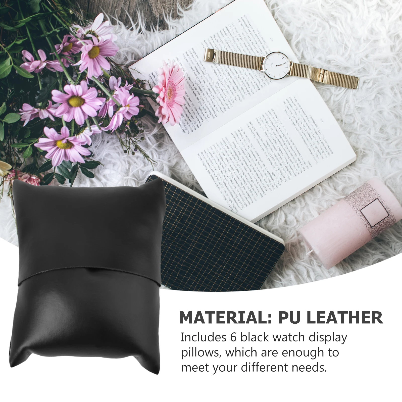 

6pcs Pu Watch Pillows For Bracelets Jewelry Cushions Anti-Scratch Display Holders Storage Organizer Accessory Case