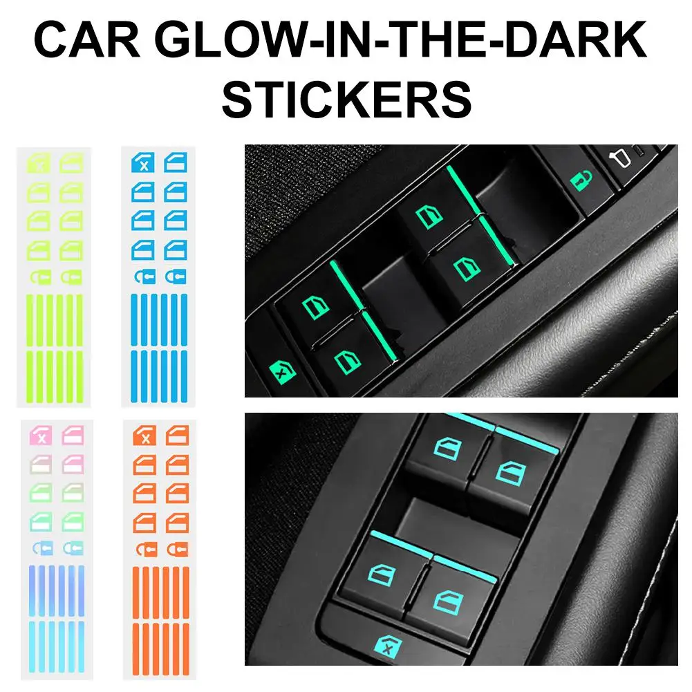

Glow in The Dark Car Stickers, Fluorescent Window Switch Button Decals, Waterproof Wear-Resistant Interior Function Key Labels