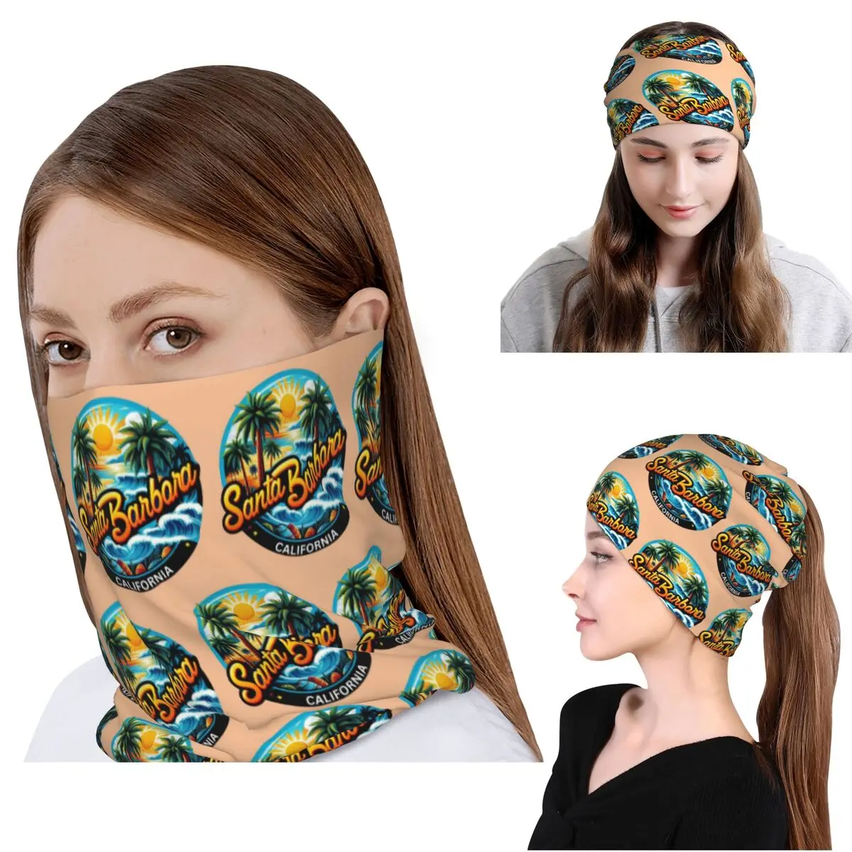 

Santa Barbara, California USA Bandana Neck Cover Wrap Scarf Warm Balaclava Beanies Hat for Men Women Adult Winter
