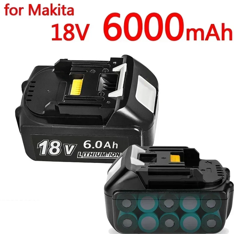 

Аккумулятор для Makita 18 в, 6000 мАч, аккумуляторная батарея для электроинструментов с зеркальной заменой Li-Ion LXT BL1860B BL1860 BL1850