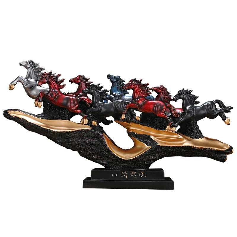 Painted eight horse decorations Chinese Zodiac horses modern Chinese Style TV cabinets porch office decorations