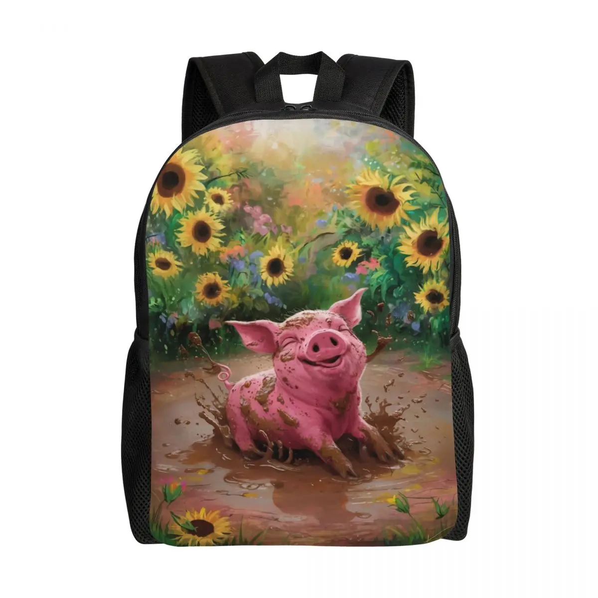 

Custom The Pig Is Bathing In The Mud Travel Backpack Men Women School Laptop Bookbag Piggy Lover College Student Daypack Bags