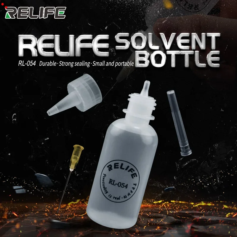 RL-054 Botella de plástico vacía de 50ML, botella exprimible para reparación de teléfonos, dispensador de colofonia con flujo de soldadura de Alcohol con aguja